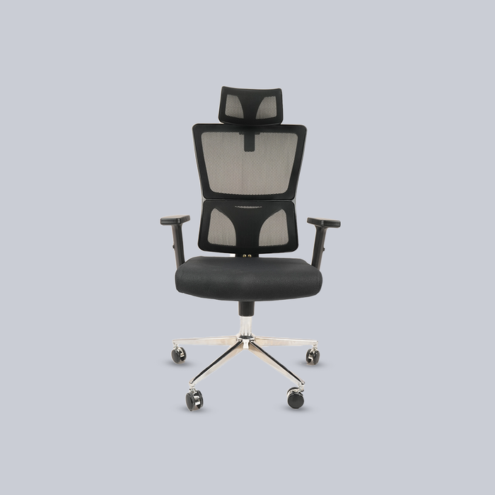 Ergonomic High-Back Mesh Office Chair with Headrest & Chrome Base