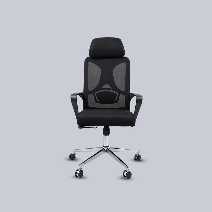 Ergonomic High-Back Mesh Office Chair with Headrest & Chrome Base