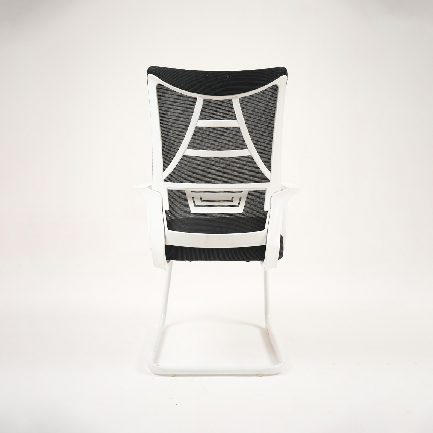 Ergonomic Black Mesh Office Visitor Chair with White Cantilever Frame
