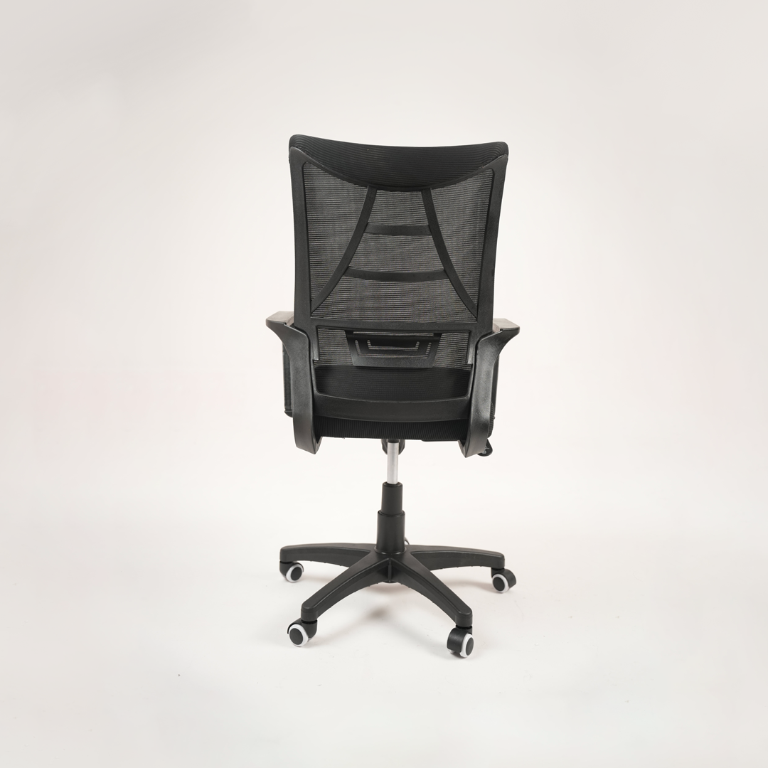 Ergonomic Black Mesh Office Chair with Lumbar Support & Wheels