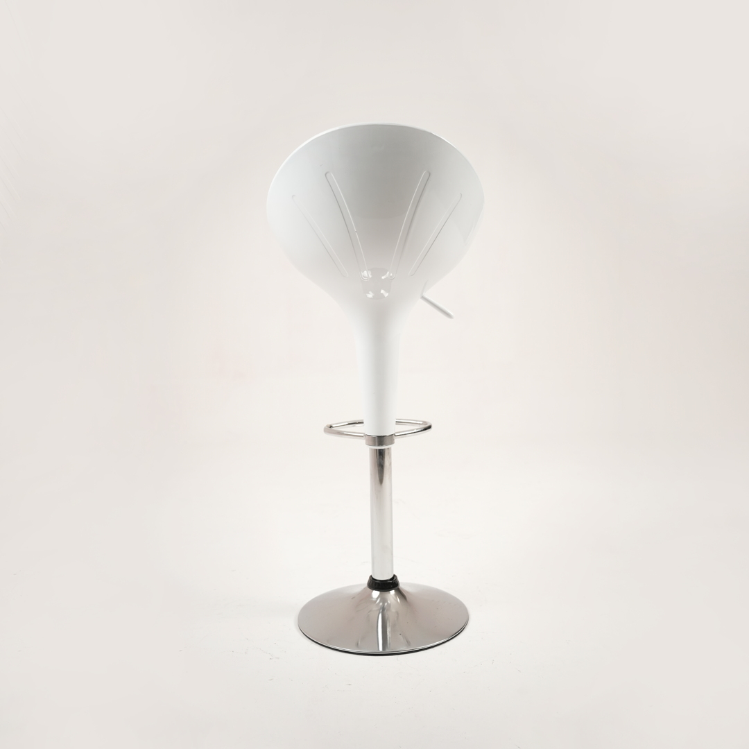 Modern White Adjustable Swivel Bar Stool with Chrome Base
