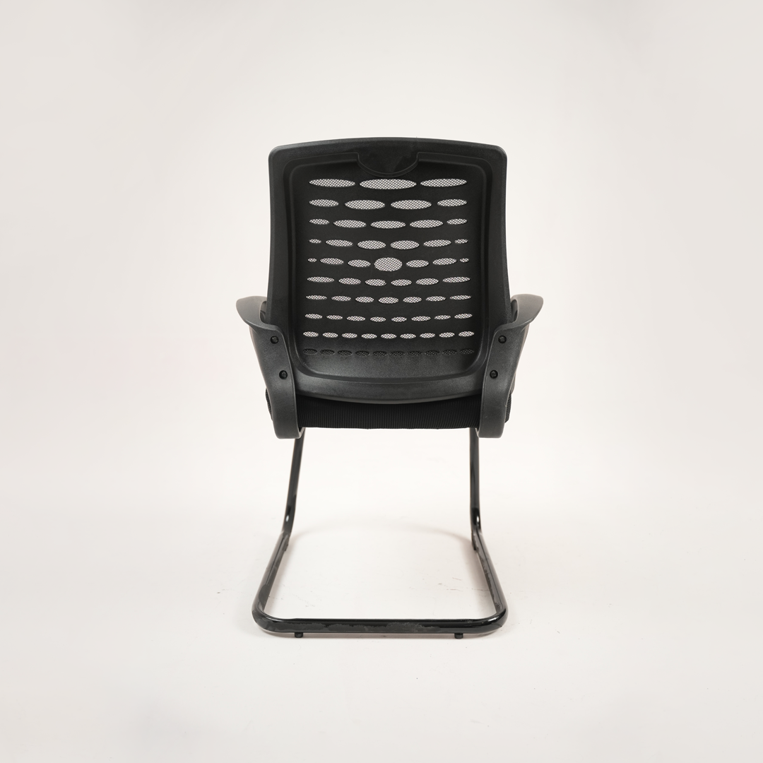 Black Mesh Visitor Chair with Armrests & Cantilever Frame