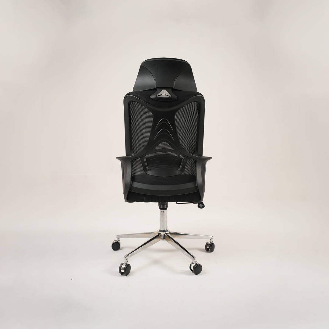 Ergonomic High-Back Mesh Office Chair with Headrest & Chrome Base