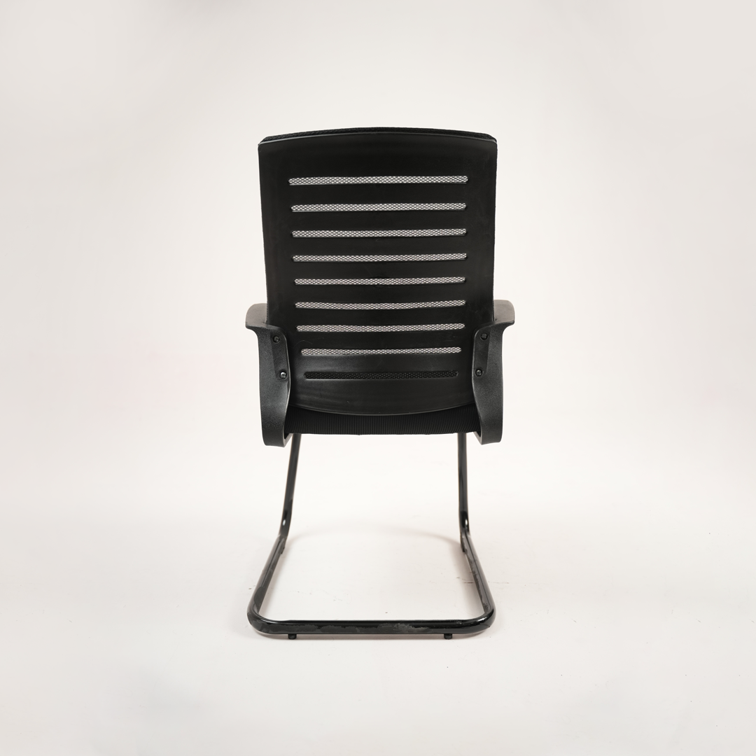 Black Mesh Visitor Office Chair with Cantilever Frame & Armrests