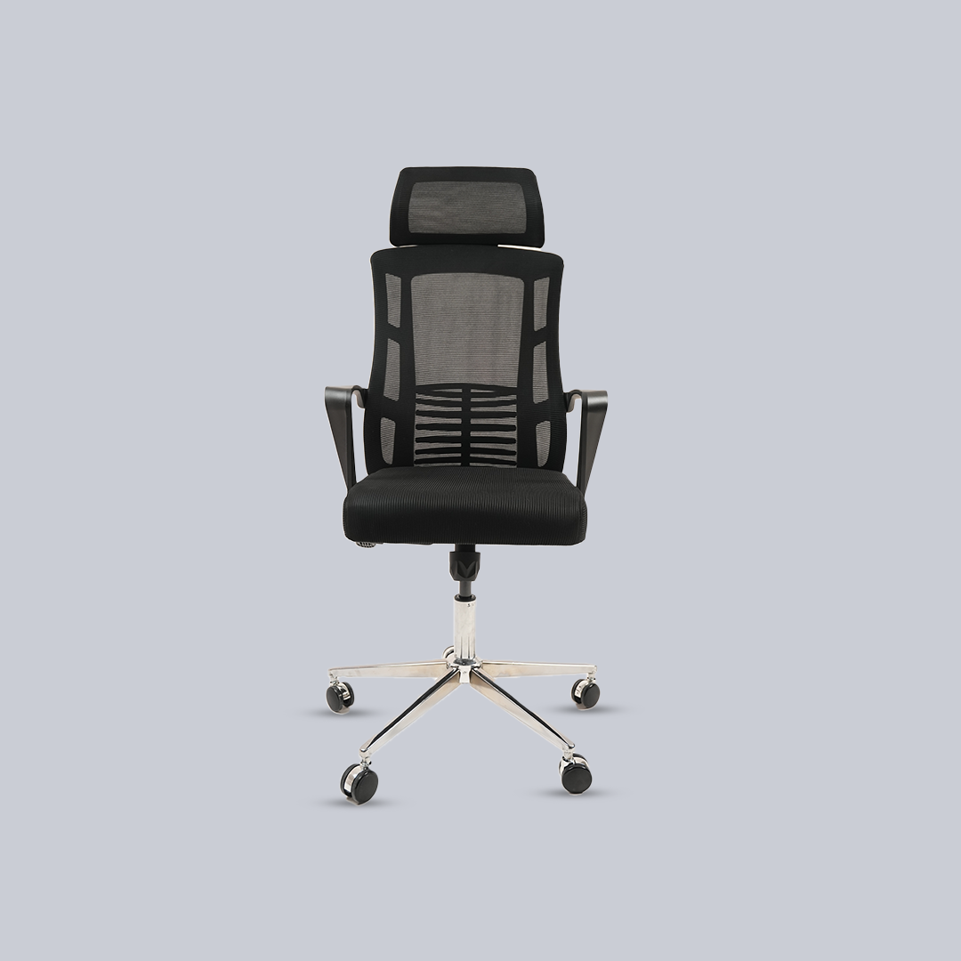 Ergonomic Mesh Office Chair with Headrest, Lumbar Support & Chrome Base