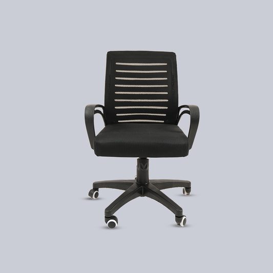 Black Mesh Office Chair with Armrests, Adjustable Height & Wheels