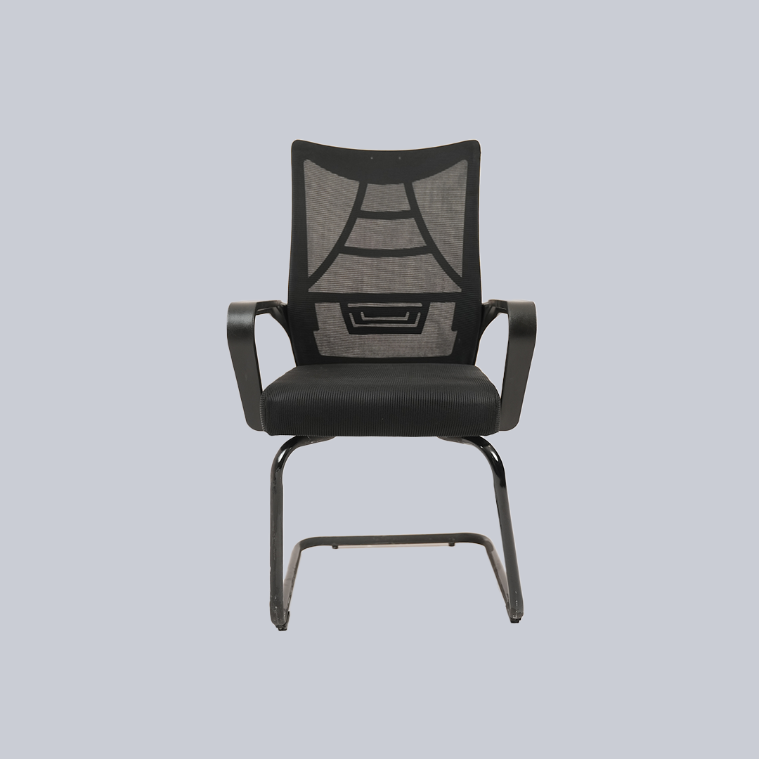 Ergonomic Black Mesh Office Chair with Striped Back & Wheels