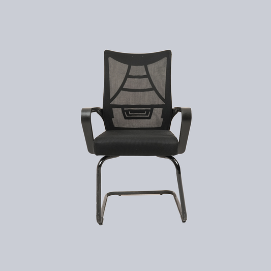 Ergonomic Black Mesh Office Chair with Striped Back & Wheels