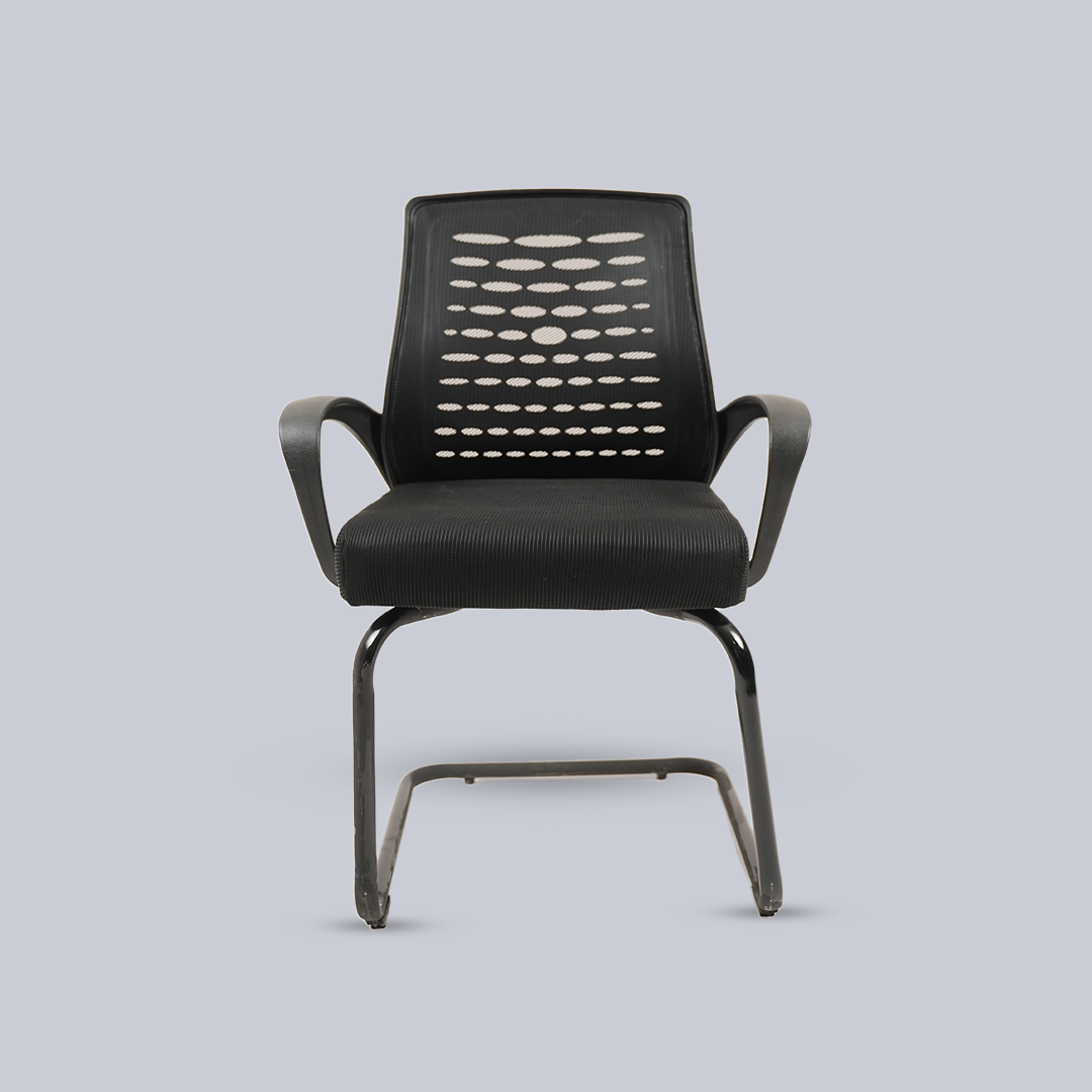 Black Mesh Visitor Chair with Armrests & Cantilever Frame