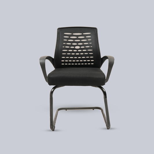Black Mesh Visitor Chair with Armrests & Cantilever Frame