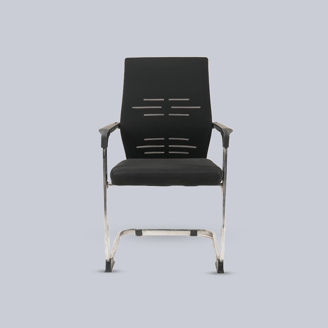 Black Mesh Visitor Office Chair with Chrome Cantilever Frame