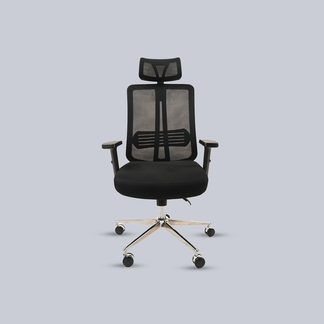 Ergonomic Mesh Office Chair with Headrest, Lumbar Support & Chrome Base