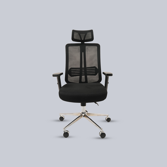 Ergonomic Mesh Office Chair with Headrest, Lumbar Support & Chrome Base