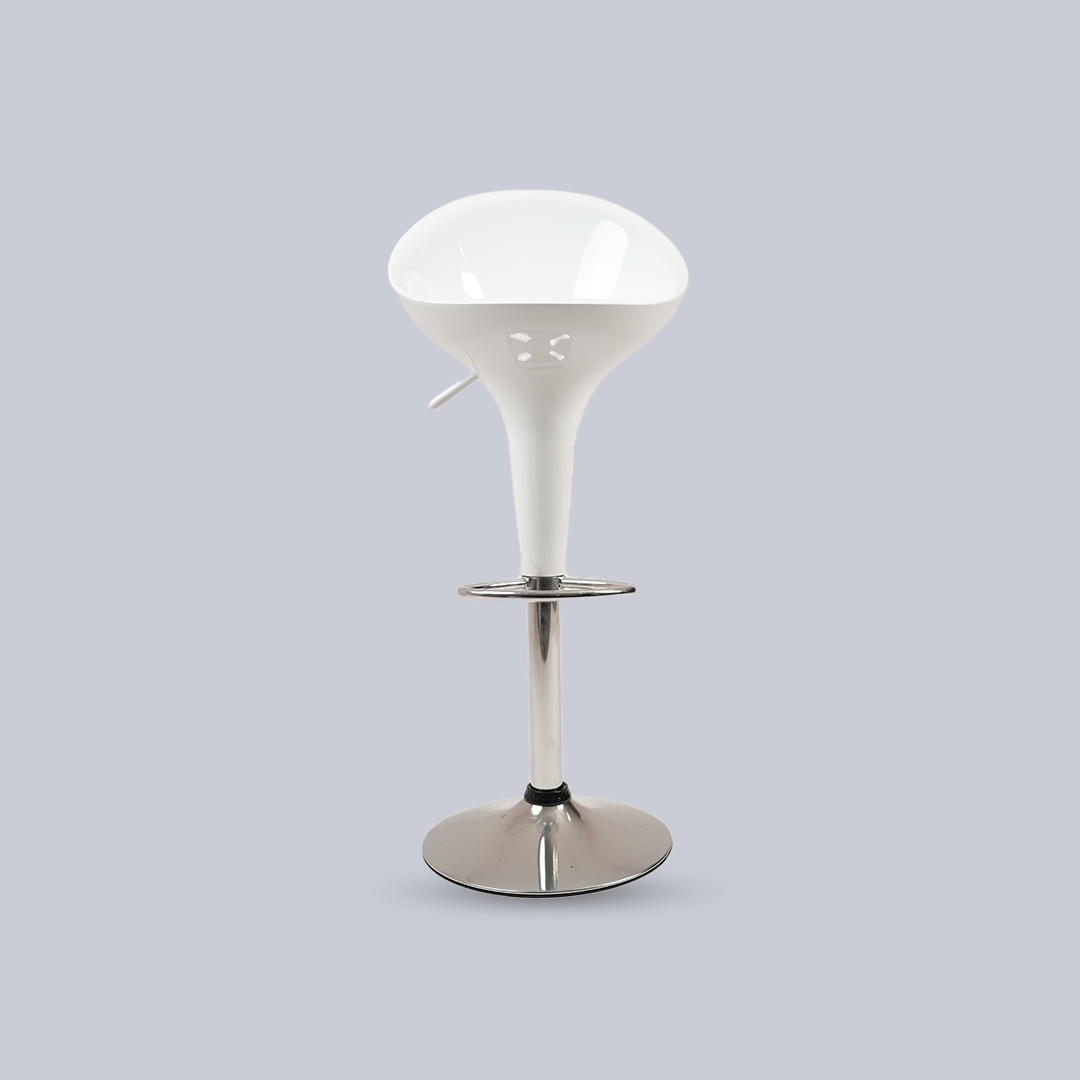 Modern White Adjustable Swivel Bar Stool with Chrome Base