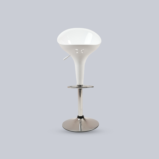 Modern White Adjustable Swivel Bar Stool with Chrome Base