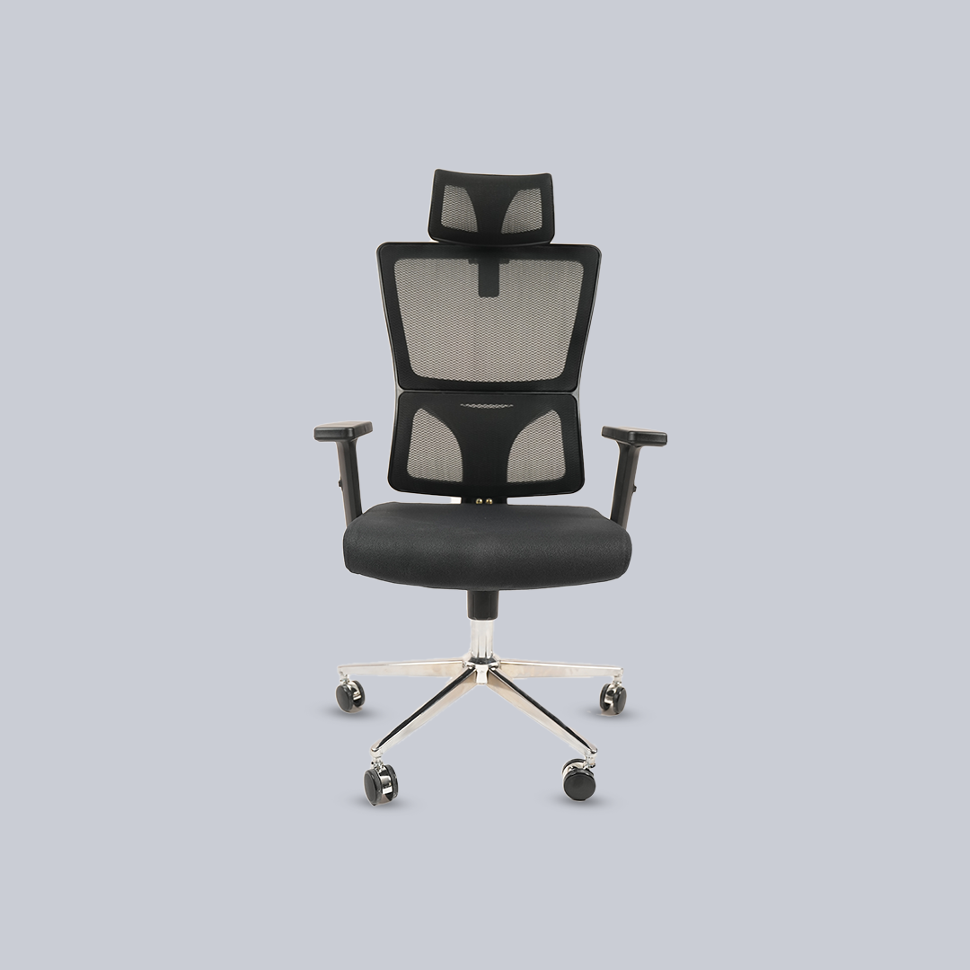 Ergonomic High-Back Mesh Office Chair with Headrest & Chrome Base