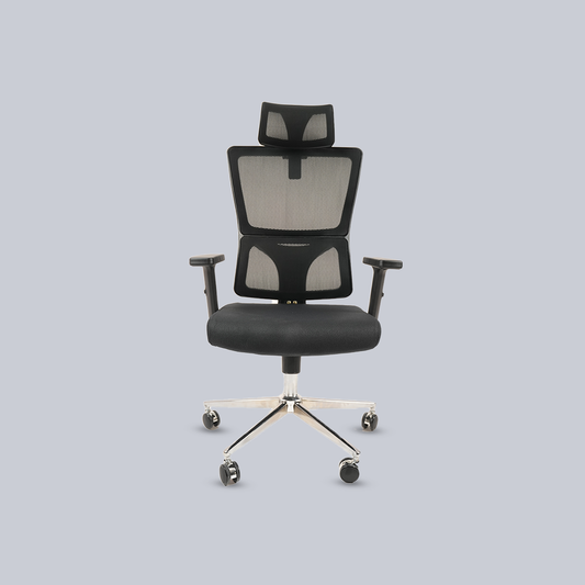 Ergonomic High-Back Mesh Office Chair with Headrest & Chrome Base