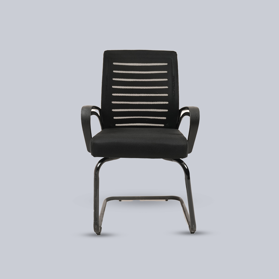 Black Mesh Visitor Office Chair with Cantilever Frame & Armrests