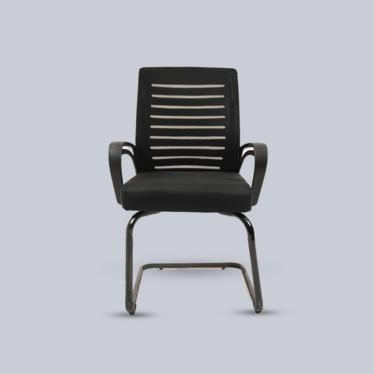Black Mesh Visitor Office Chair with Cantilever Frame & Armrests