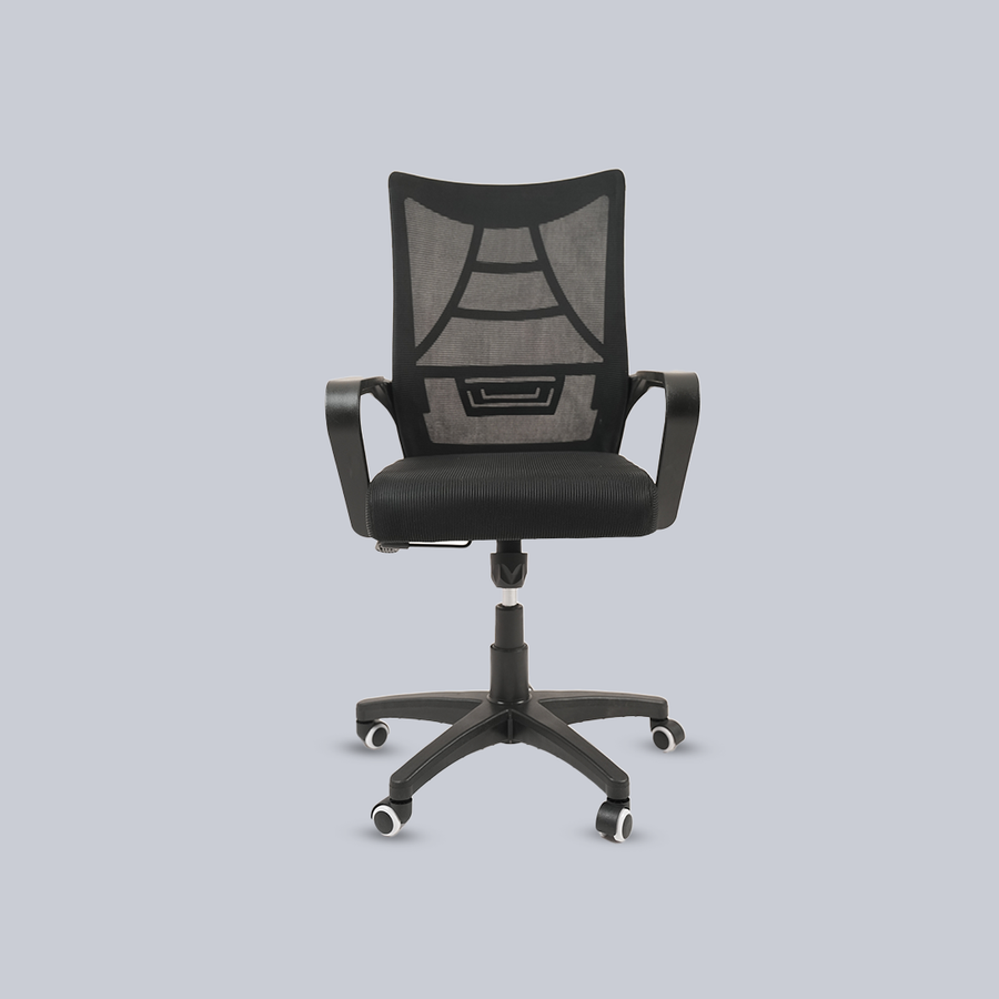 Ergonomic Black Mesh Office Chair with Lumbar Support & Wheels