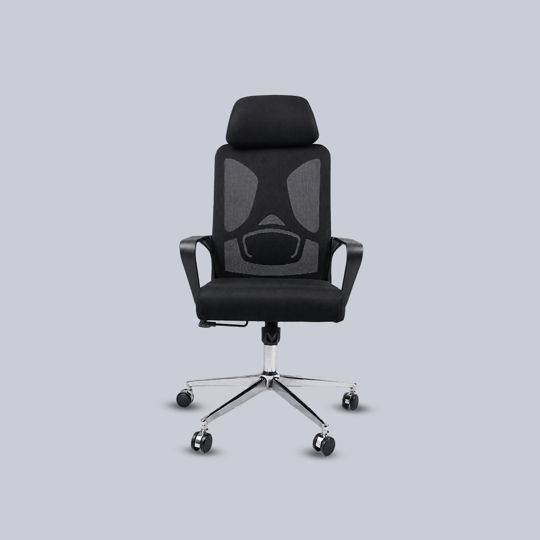 Ergonomic High-Back Mesh Office Chair with Headrest & Chrome Base