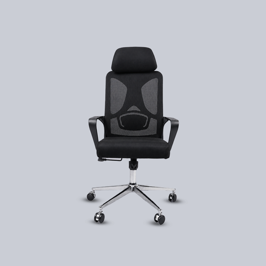 Ergonomic High-Back Mesh Office Chair with Headrest & Chrome Base