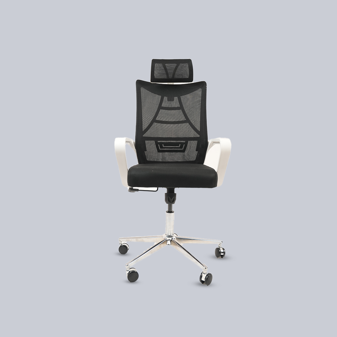 Ergonomic High-Back Mesh Office Chair with Headrest & Chrome Base