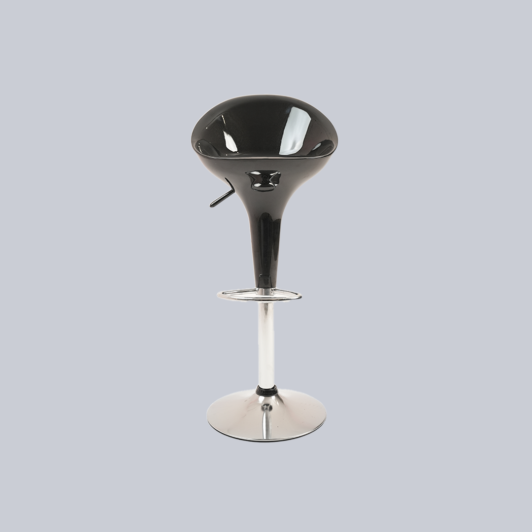 Modern Black Adjustable Swivel Bar Stool with Chrome Pedestal Base