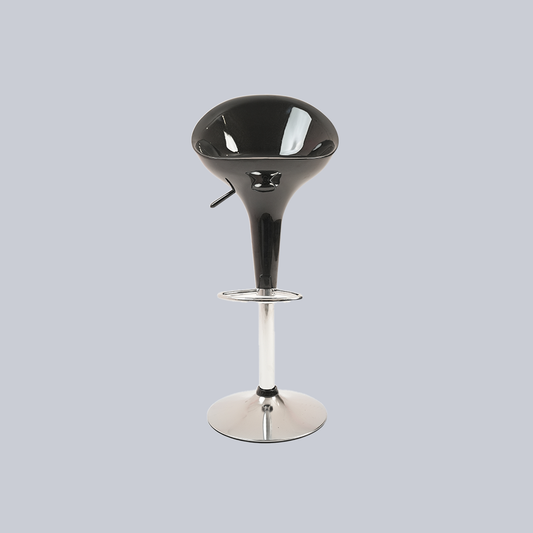 Modern Black Adjustable Swivel Bar Stool with Chrome Pedestal Base