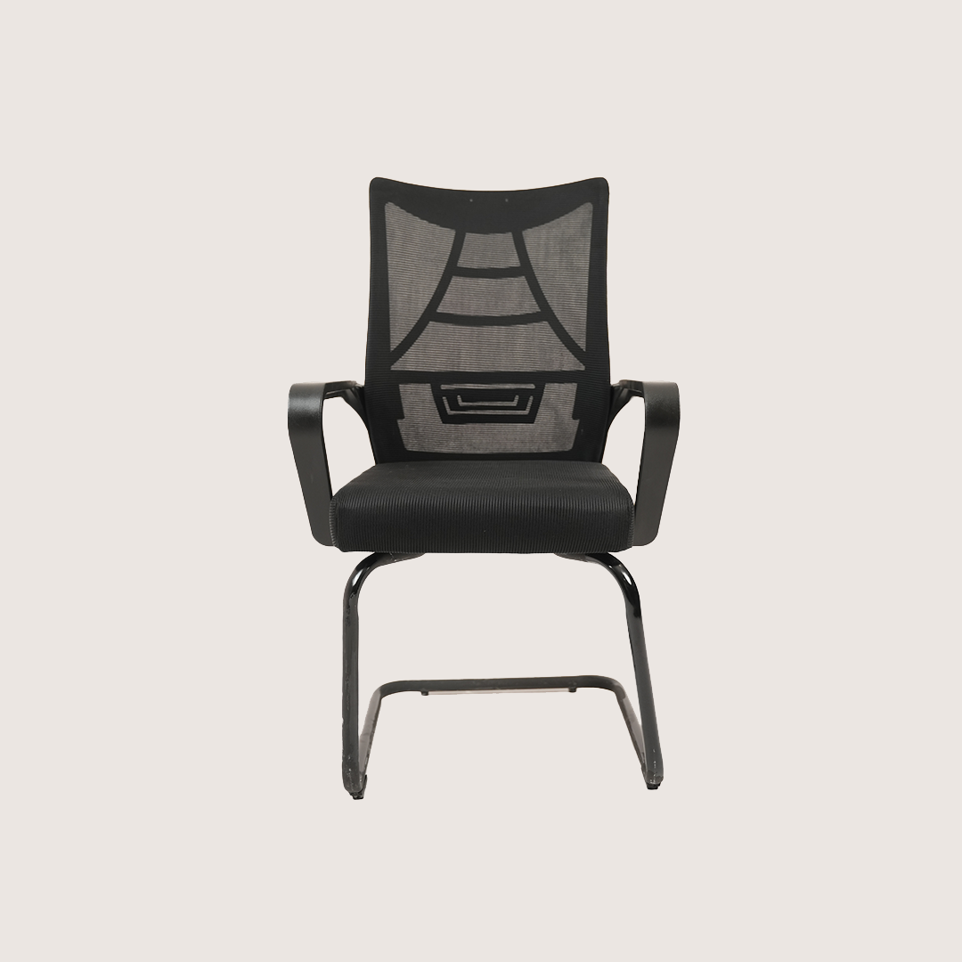 Ergonomic Black Mesh Office Chair with Striped Back & Wheels