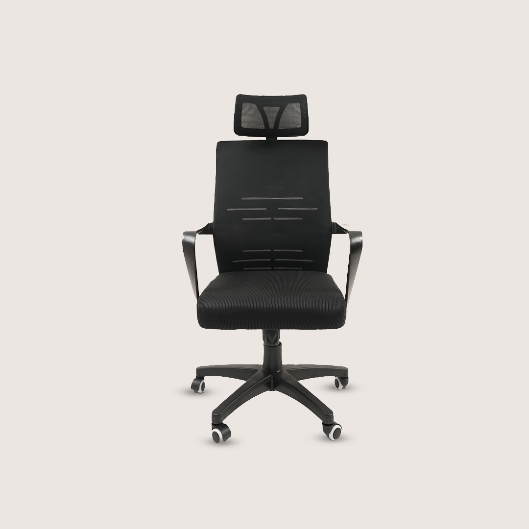 Ergonomic Black Mesh Office Chair with Headrest & Lumbar Support