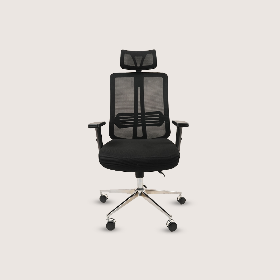 Ergonomic Mesh Office Chair with Headrest, Lumbar Support & Chrome Base