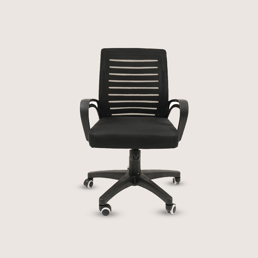 Black Mesh Office Chair with Armrests, Adjustable Height & Wheels alternate view