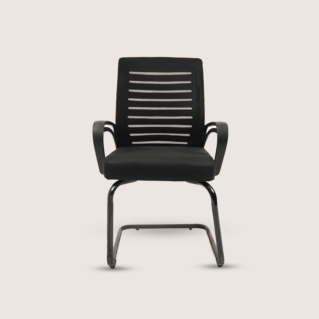 Black Mesh Visitor Office Chair with Cantilever Frame & Armrests