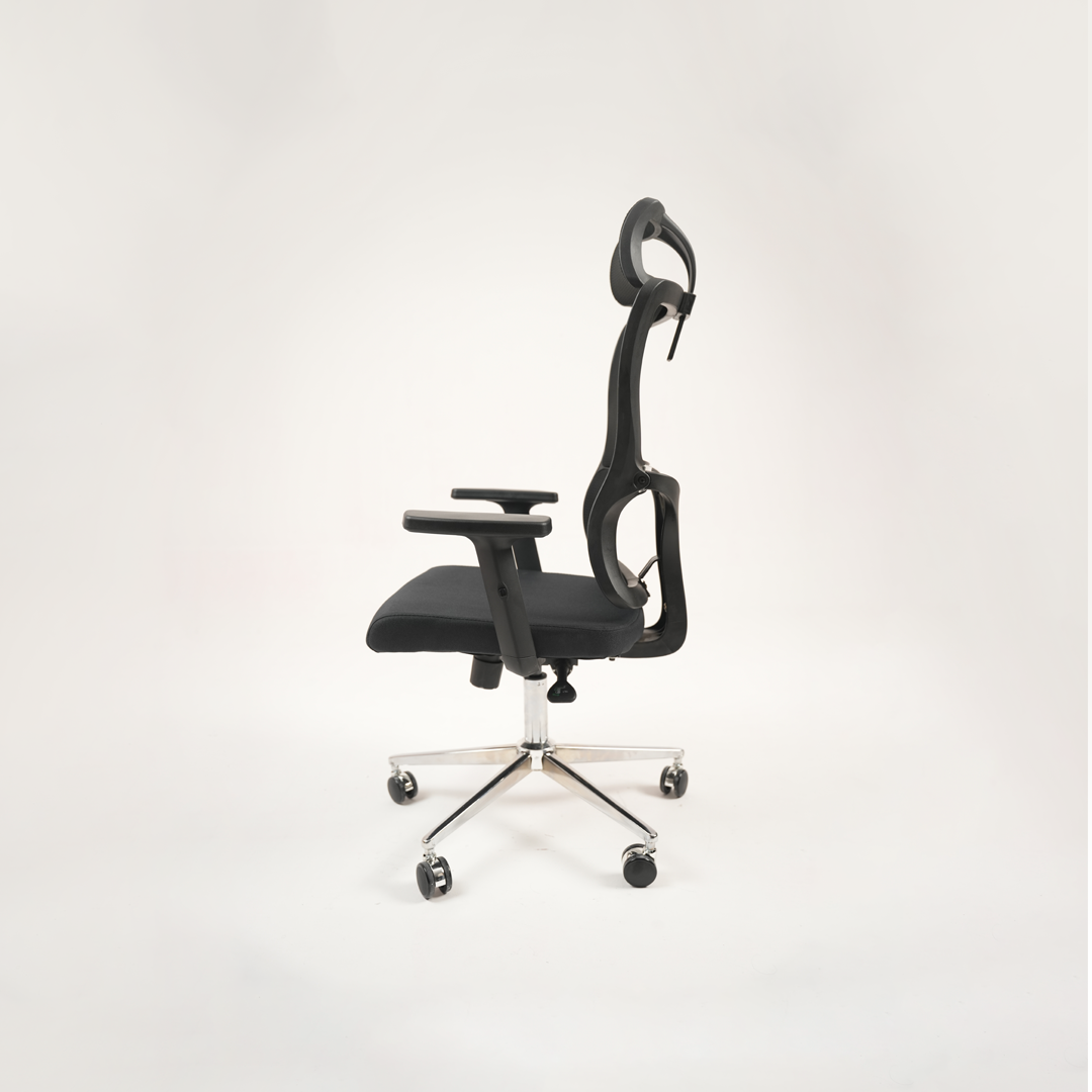 Ergonomic High-Back Mesh Office Chair with Headrest & Chrome Base