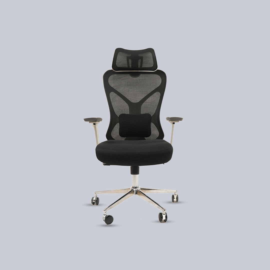 Ergonomic Mesh Office Chair with Headrest, Lumbar Support & Chrome Base (All Remaining)