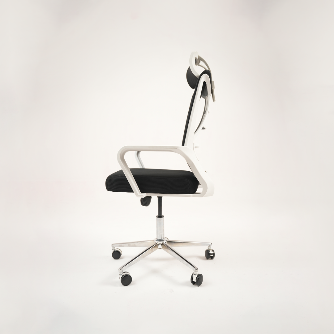 Ergonomic High-Back Mesh Office Chair with Headrest & Chrome Base