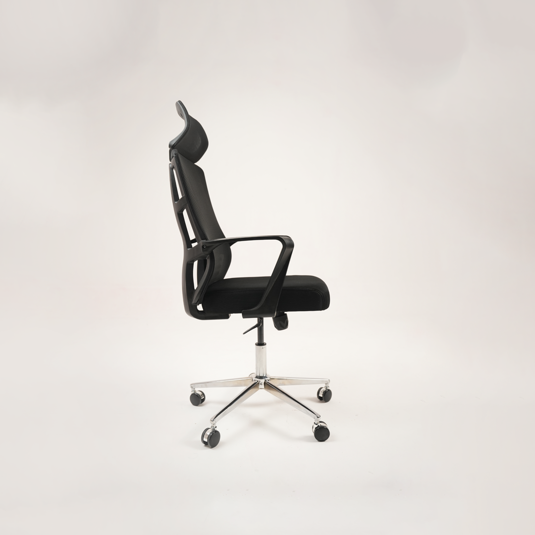 Ergonomic Mesh Office Chair with Headrest, Lumbar Support & Chrome Base