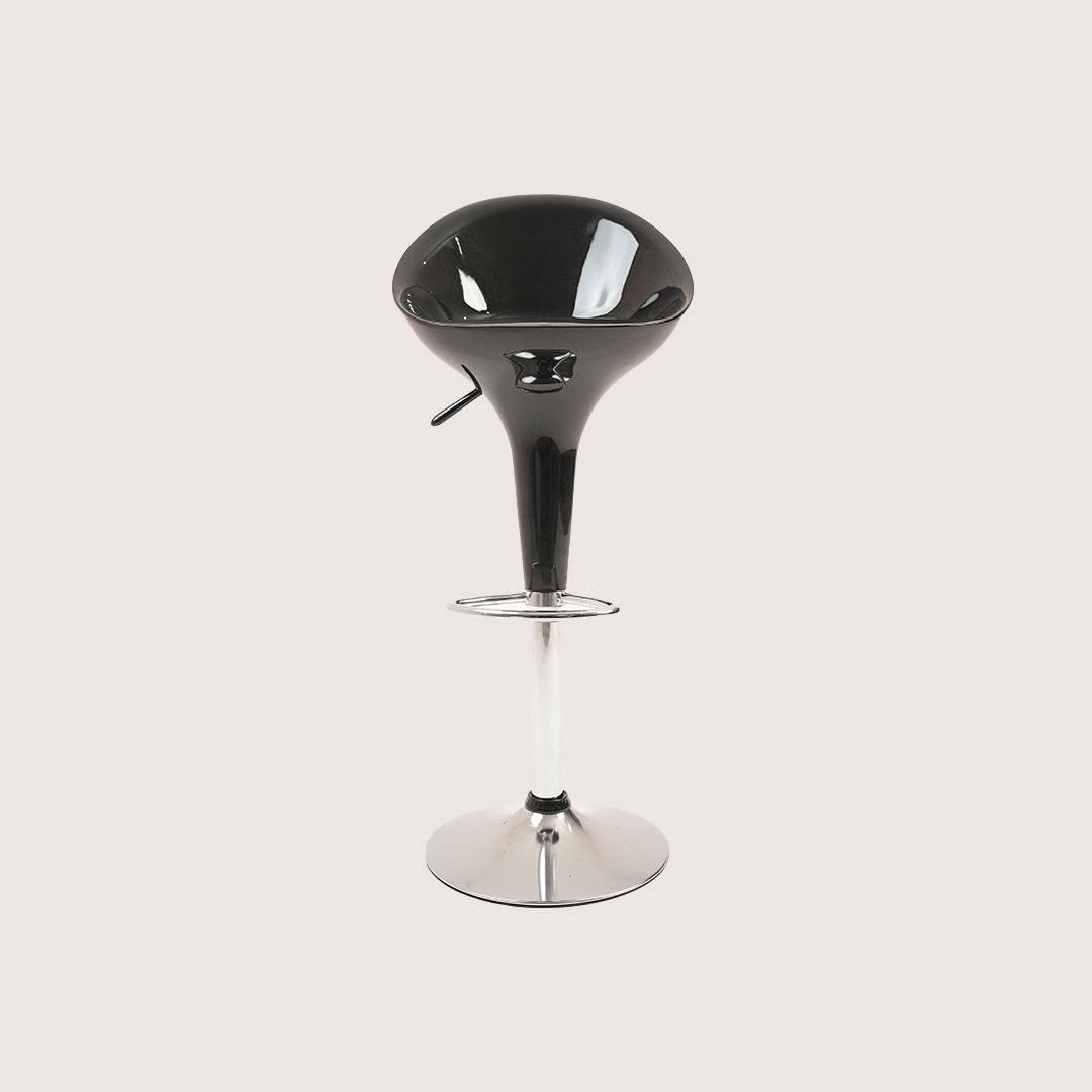 Modern Black Adjustable Swivel Bar Stool with Chrome Pedestal Base