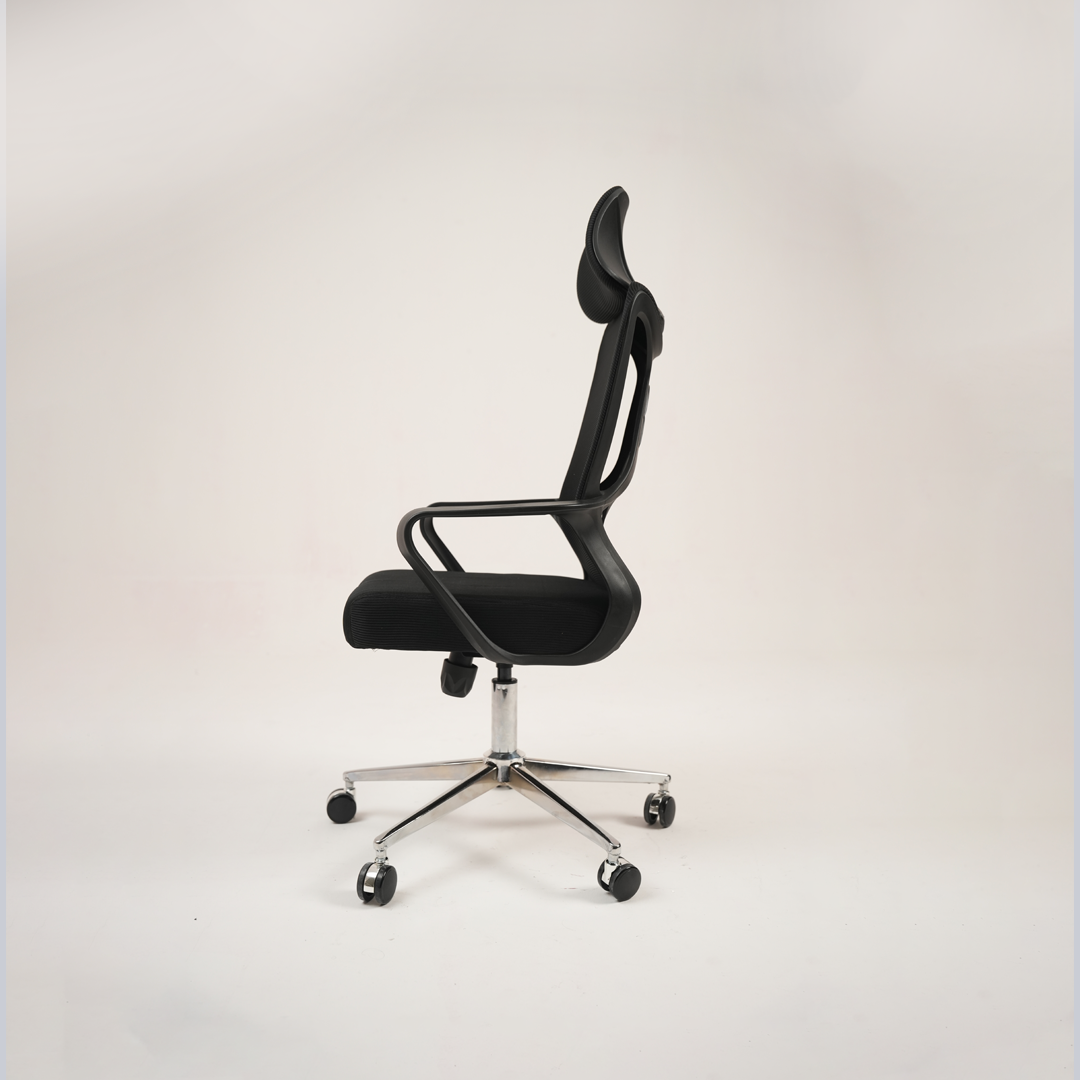 Ergonomic High-Back Mesh Office Chair with Headrest & Chrome Base