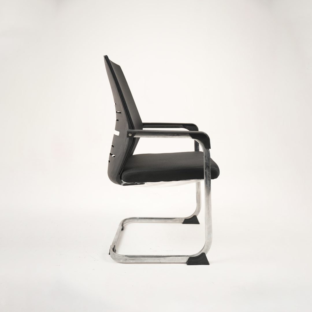 Black Mesh Visitor Office Chair with Chrome Cantilever Frame