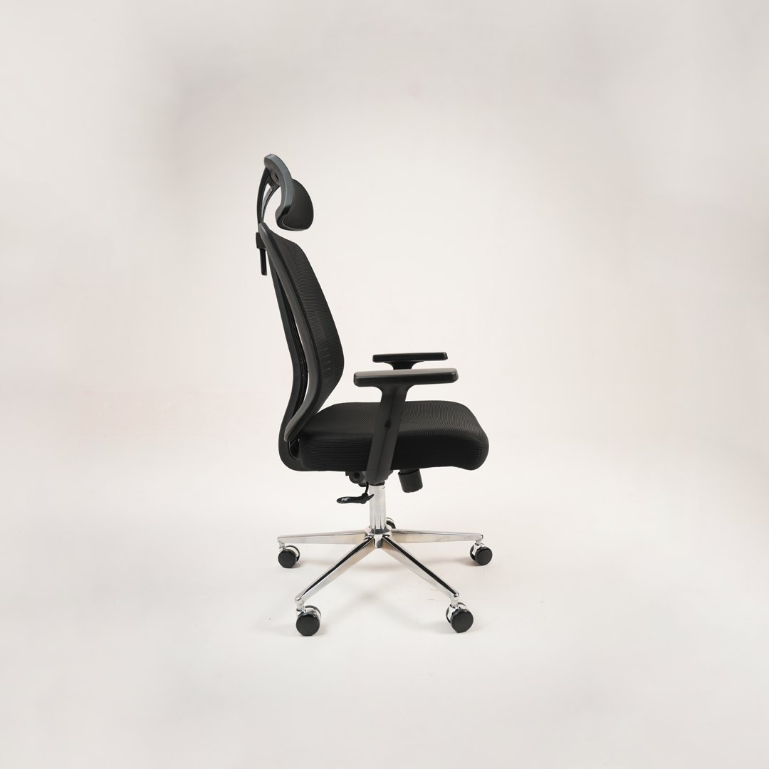 Ergonomic Mesh Office Chair with Headrest, Lumbar Support & Chrome Base