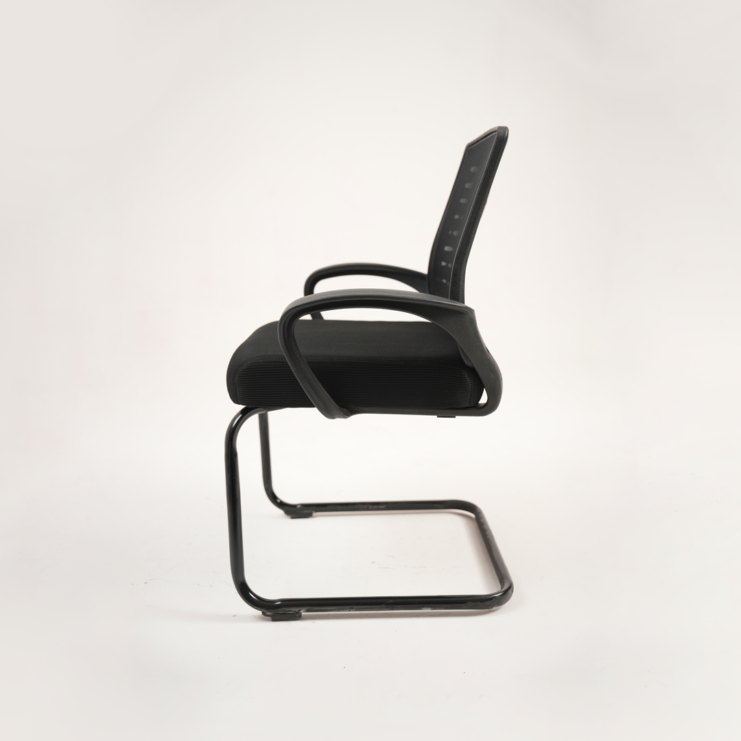 Black Mesh Visitor Chair with Armrests & Cantilever Frame