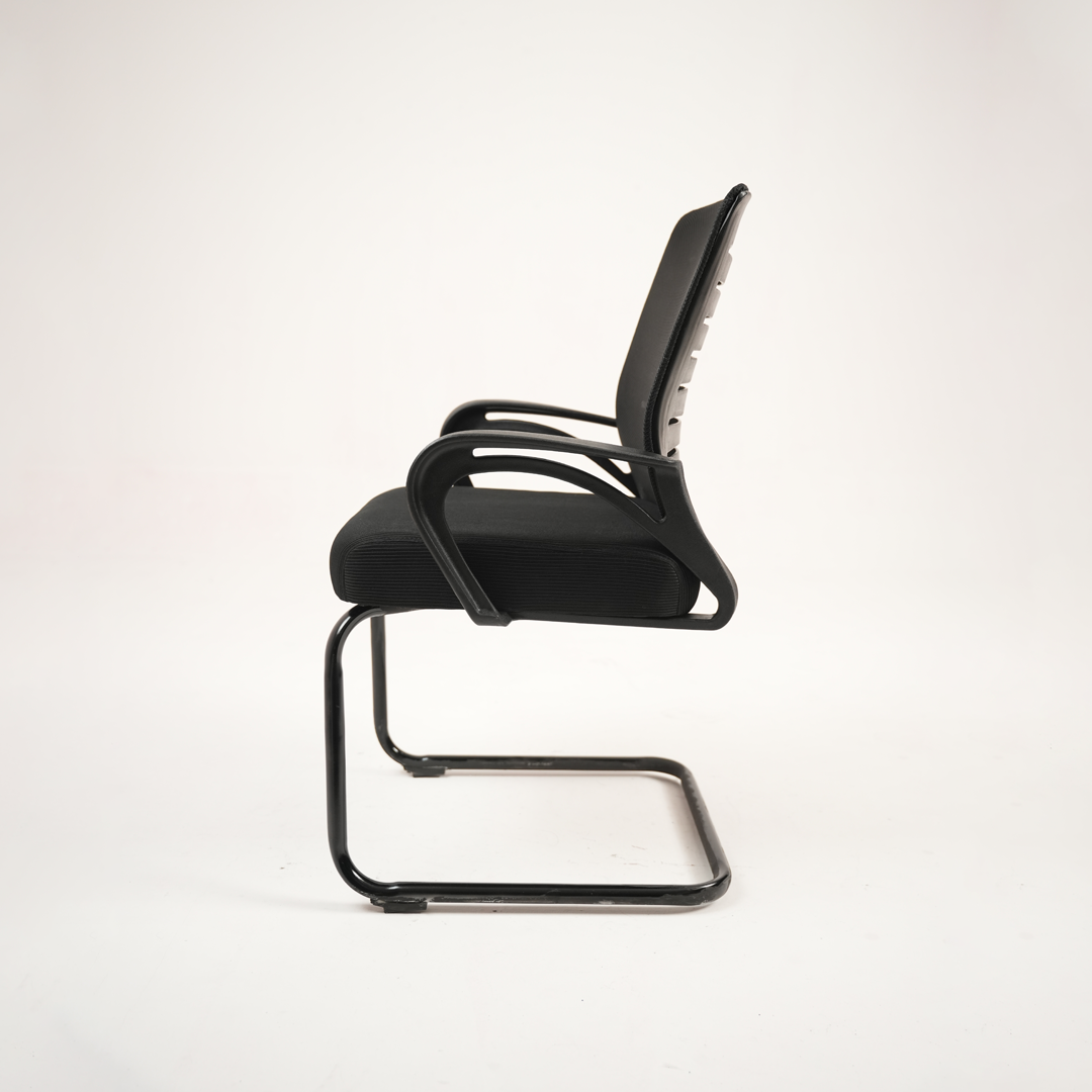 Black Mesh Visitor Office Chair with Cantilever Frame & Armrests