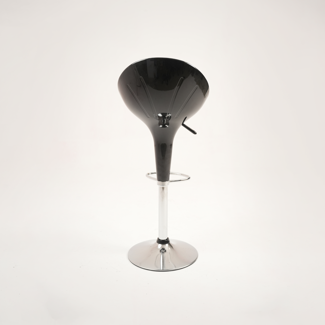 Modern Black Adjustable Swivel Bar Stool with Chrome Pedestal Base