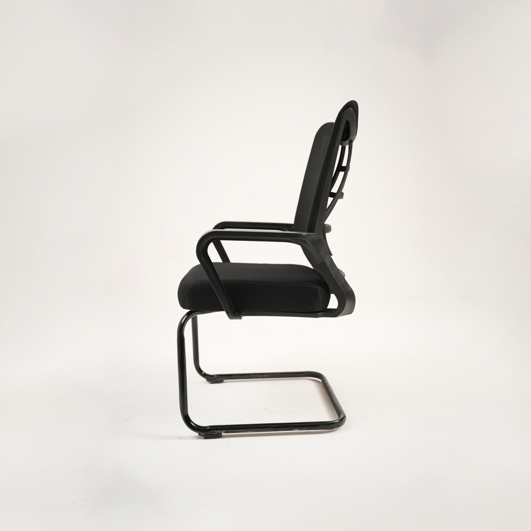 Ergonomic Black Mesh Office Chair with Striped Back & Wheels