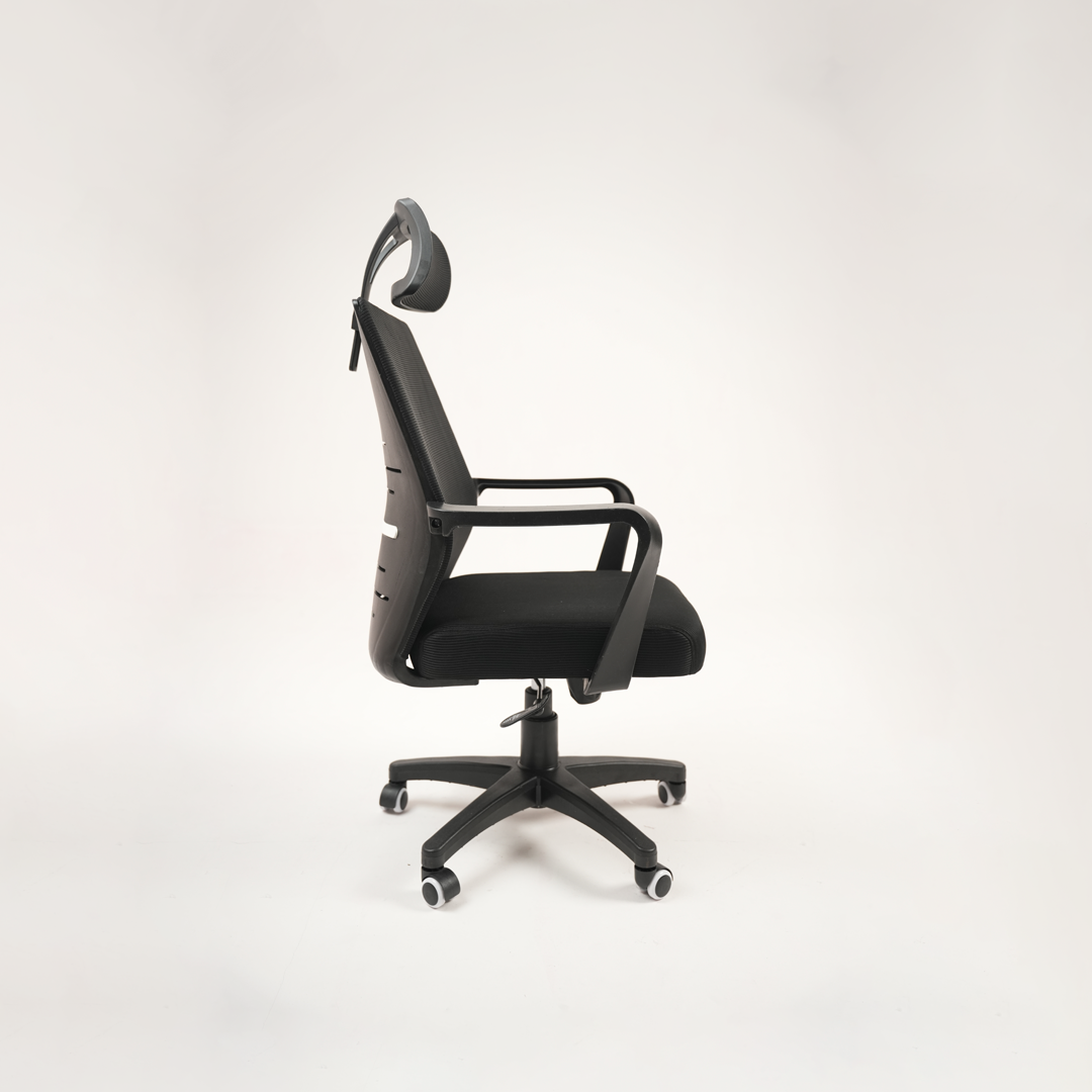 Ergonomic Black Mesh Office Chair with Headrest & Lumbar Support