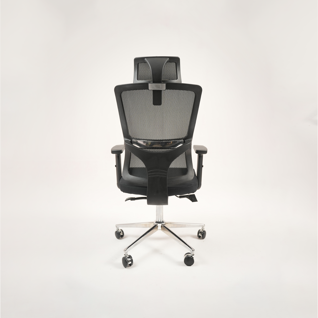 Ergonomic High-Back Mesh Office Chair with Headrest & Chrome Base