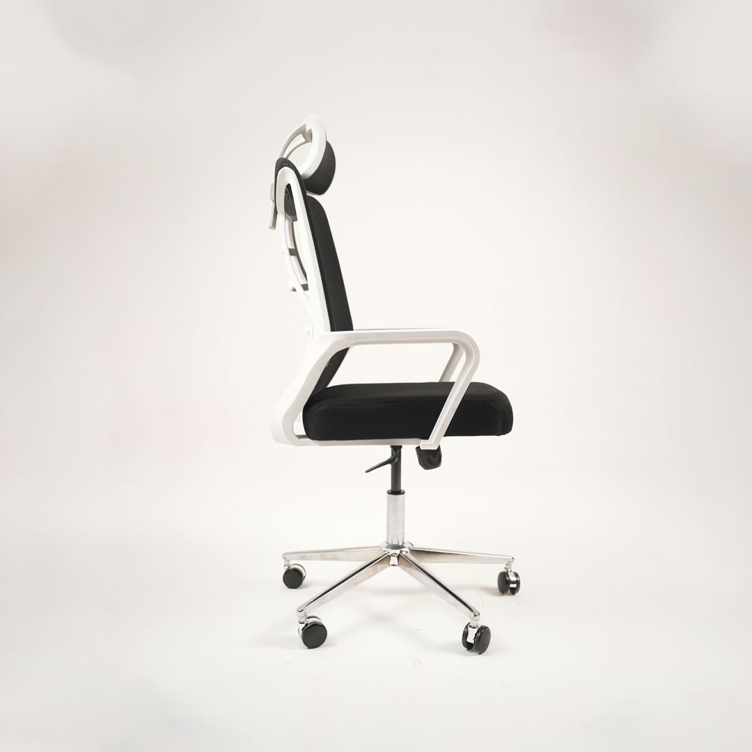 Ergonomic High-Back Mesh Office Chair with Headrest & Chrome Base