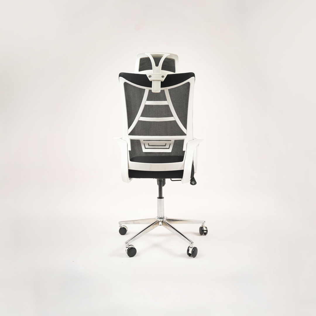 Ergonomic High-Back Mesh Office Chair with Headrest & Chrome Base